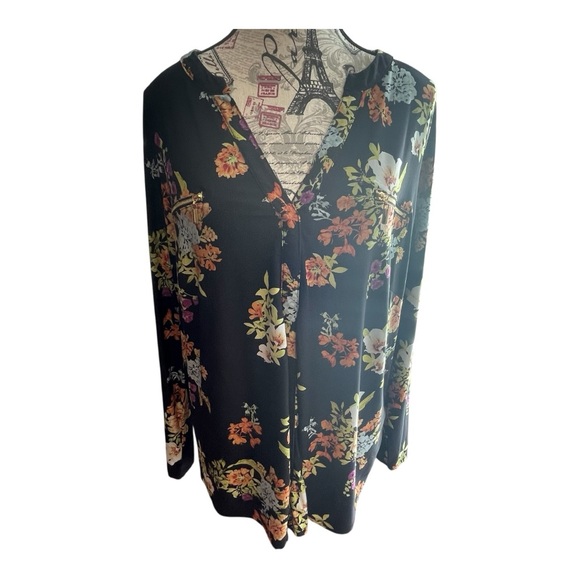 INC International Concepts Black Floral Blouse - Picture 4 of 8